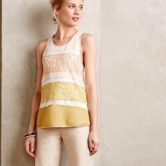 Anthropologie Sunday in Brooklyn Lace Striped Tank Medium - Picture 2 of 10